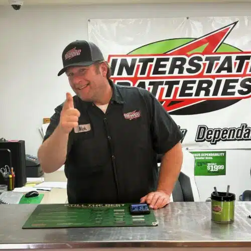 Interstate Battery Rep with Thumbs Up